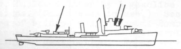 Diagram of CASSIN (DD372) depicting damaged areas