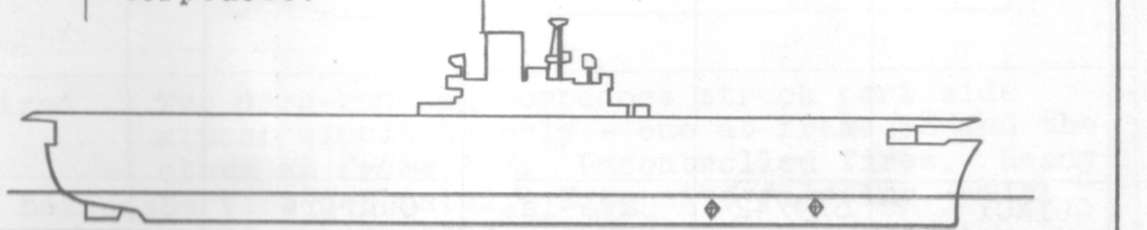 Diagram of WASP (CV7) depicting damaged areas