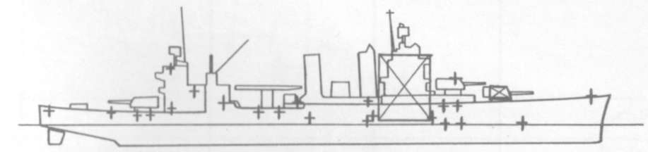 Diagram of ASTORIA (CA34) depicting damaged areas