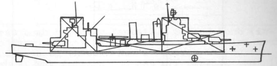 Diagram of VINCENNES (CA44) depicting damaged areas