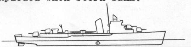 Diagram of HAMMANN (DD412) depicting damaged areas