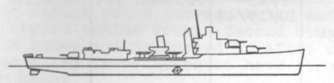 Diagram of PORTER (DD356) depicting damaged areas