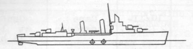 Diagram of BARTON (DD599) depicting damaged areas