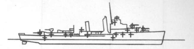 Diagram of CUSHING (DD376) depicting damaged areas