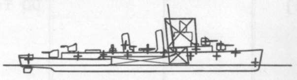 Diagram of MONSSEN (DD436) depicting damaged areas