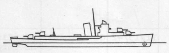 Diagram of BENHAM (DD397) depicting damaged areas