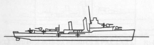 Diagram of PRESTON (DD379) depicting damaged areas