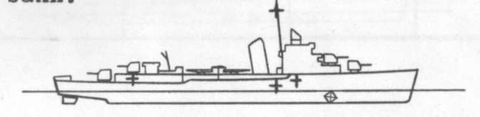 Diagram of WALKE (DD416) depicting damaged areas