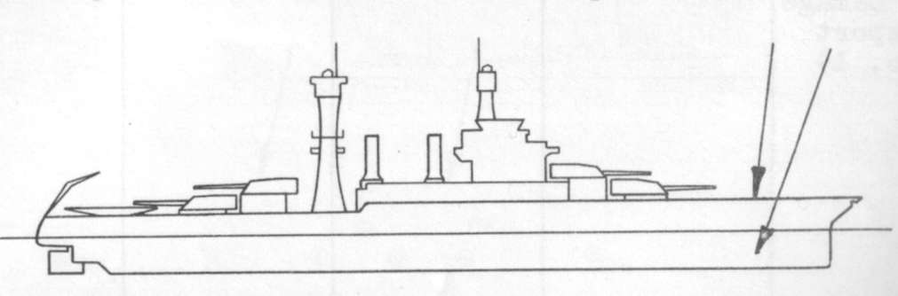 Diagram of MARYLAND (BB46) displaying damaged areas