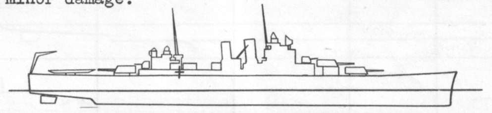 Diagram of WICHITA (CA45) depicting damaged areas