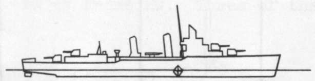 Diagram of KEARNY (DD432) depicting damaged areas