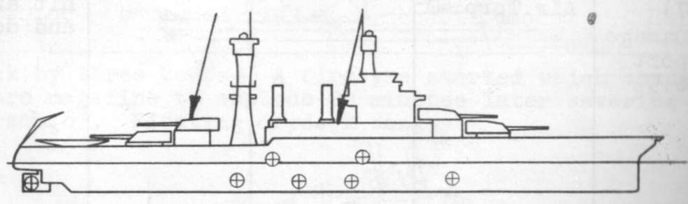 Diagram of WEST VIRGINIA (BB48) depicting damaged areas